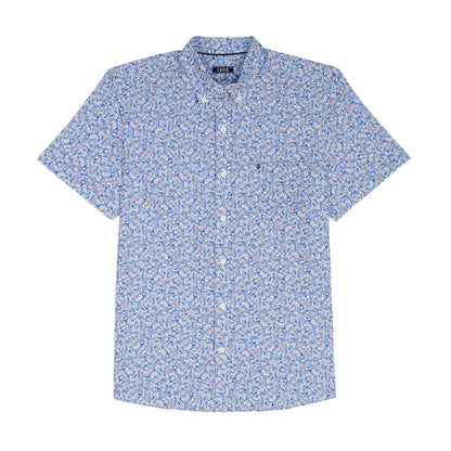 Izod BIG & TALL BREEZE S/S PRINTED BUTTON-DOWN SHIRT - REGATTA