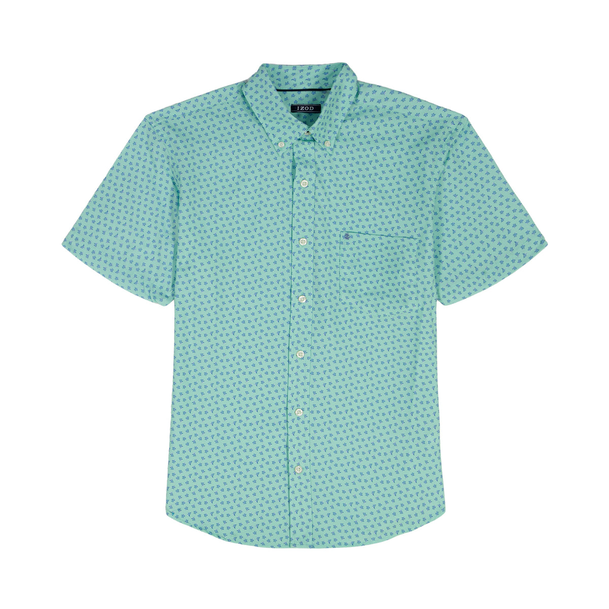 Izod BIG & TALL BREEZE S/S PRINTED BUTTON-DOWN SHIRT - CABBAGE