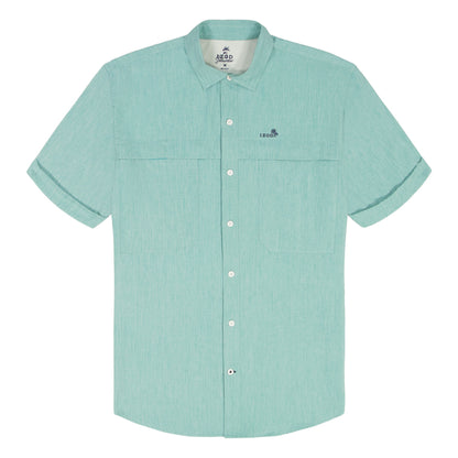 Izod BIG & TALL SUNSHIELD PERFORMANCE S/S BUTTON-DOWN SHIRT - AGATE GREEN