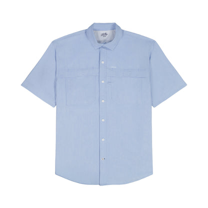 Izod BIG & TALL SUNSHIELD PERFORMANCE S/S BUTTON-DOWN SHIRT - CHAMBRAY BLUE