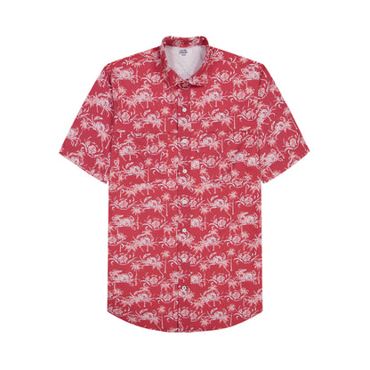 Izod BIG & TALL SUNSHIELD PERFORMANCE S/S PRINTED BUTTON-DOWN SHIRT - HOLLY