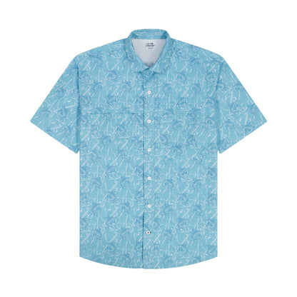 Izod BIG & TALL SUNSHIELD PERFORMANCE S/S PRINTED BUTTON-DOWN SHIRT - MILKY