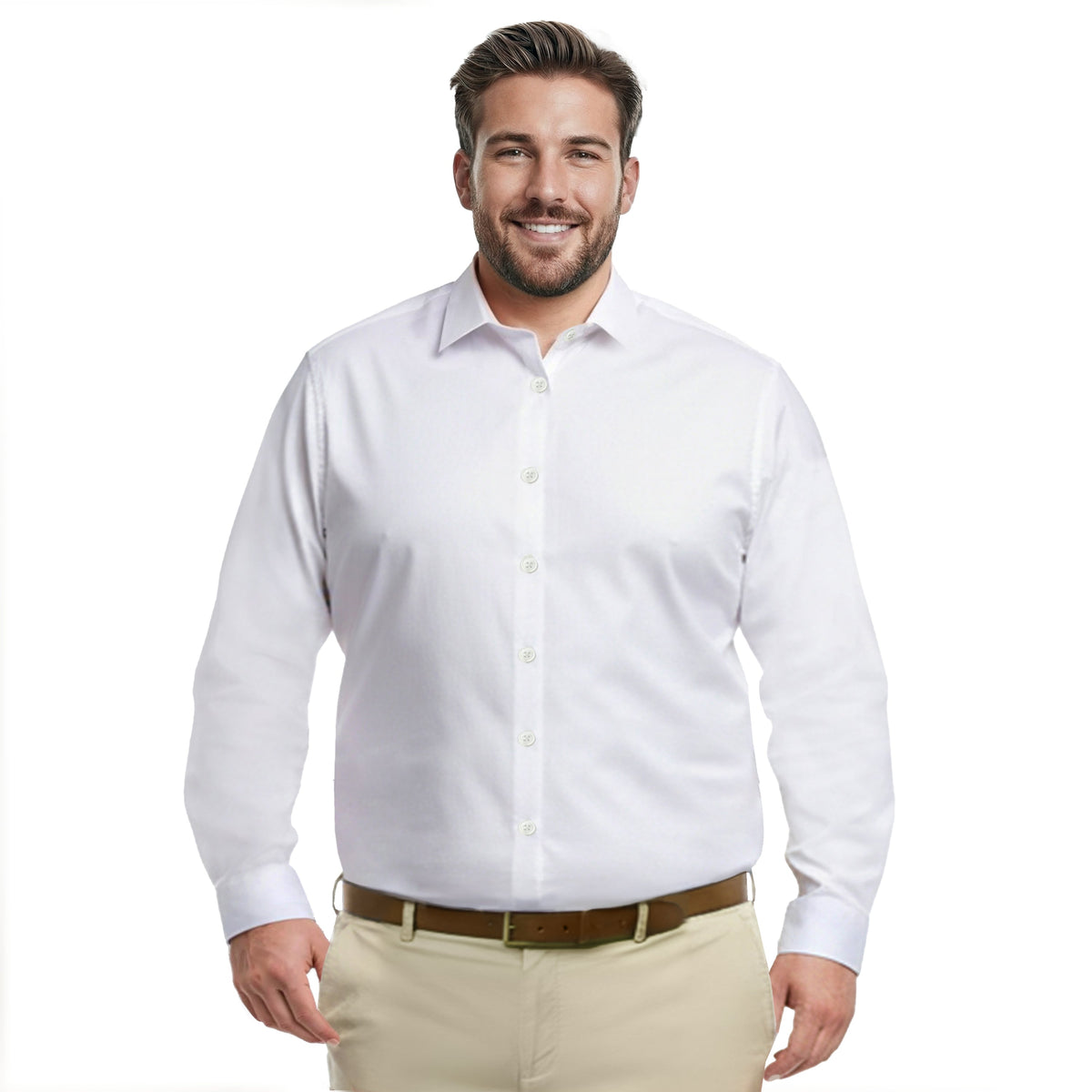 Izod BIG & TALL LUXURY SPORT L/S SHIRT - BRIGHT WHITE