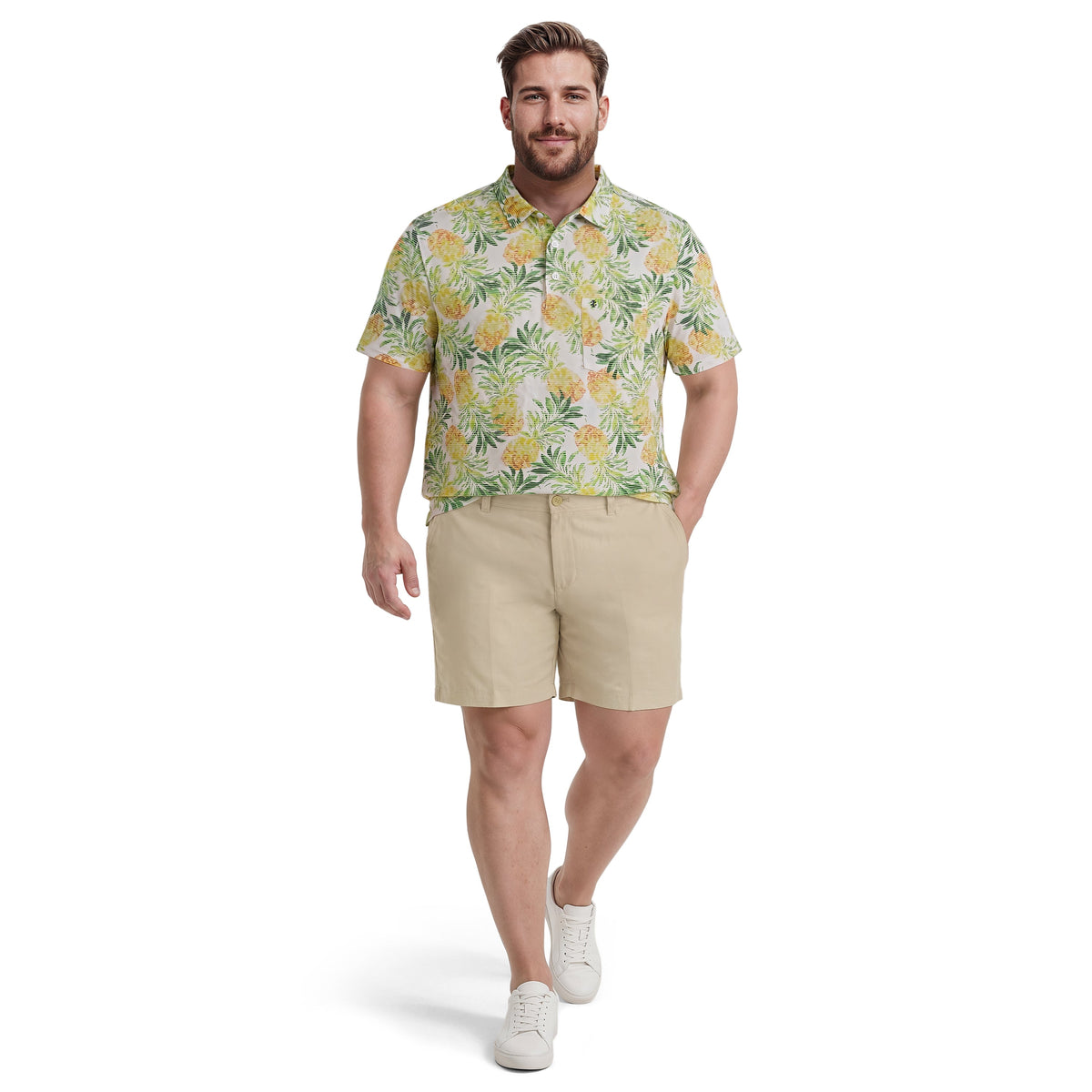 Izod BIG & TALL SUNSHIELD PERFORMANCE S/S PRINTED POLO - LEMON DROP