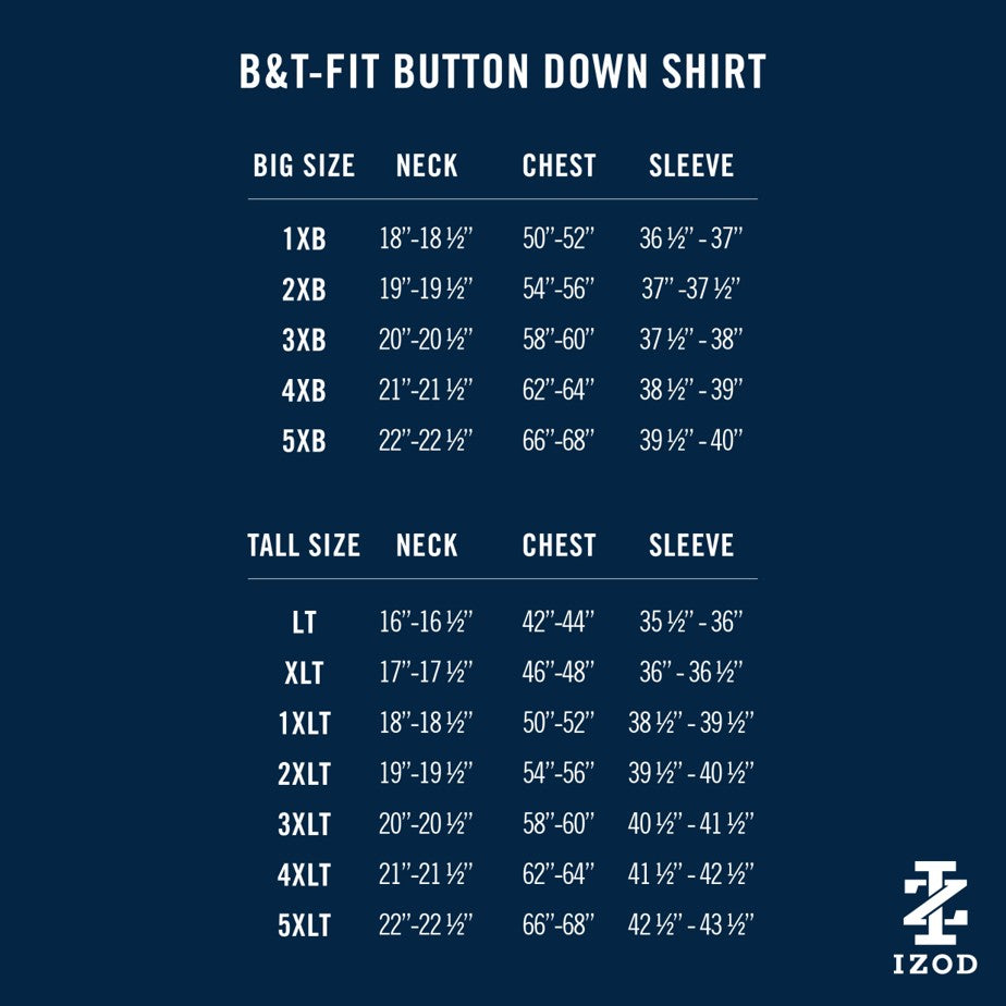 Izod Big & Tall Performance Comfort L/S Shirt - Bright White