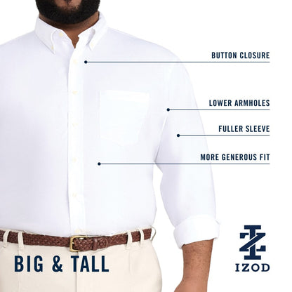 Izod Big & Tall Performance Comfort L/S Shirt - Estate Blue